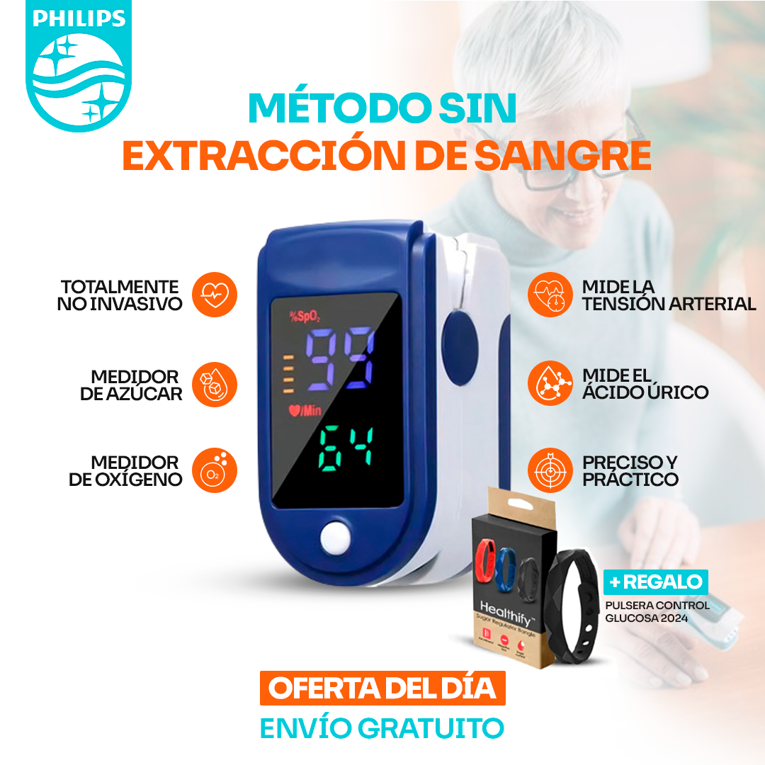 Glucomax Philips - Medidor láser de glucosa en sangre no invasivo de alta precisión + Regalos